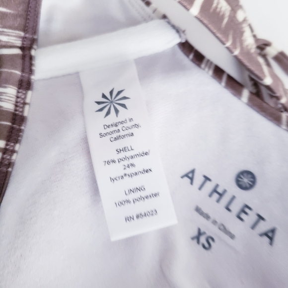COPY - Athleta Aqualuxe Molded Cup Bikini Swimsuit Top Foxtail Taupe Ikat Print… - Picture 5 of 7